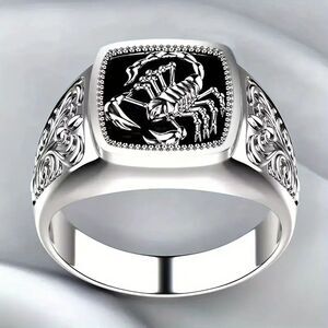 NEW Scorpion Ring Gothic Punk Style Black and Silver Men's Ring Size 10.5